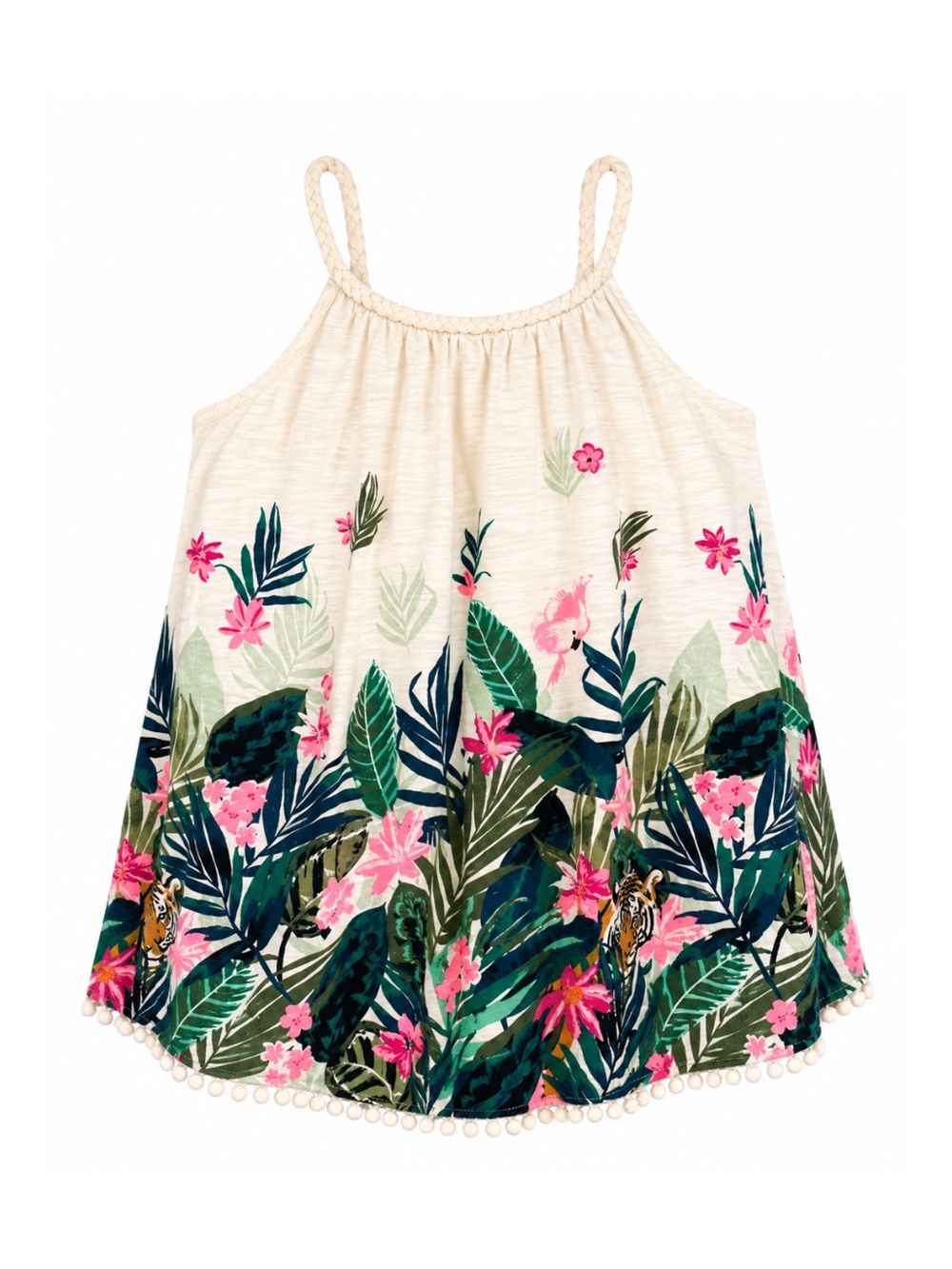 Old Navy Tropical Braided High Neck Tank Top Girls Size 8